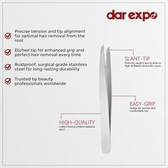 Tweezers With Diagonal Points, Regular, Stainless Steel
