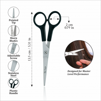 Barber Scissors with Plastic Handles, 5"